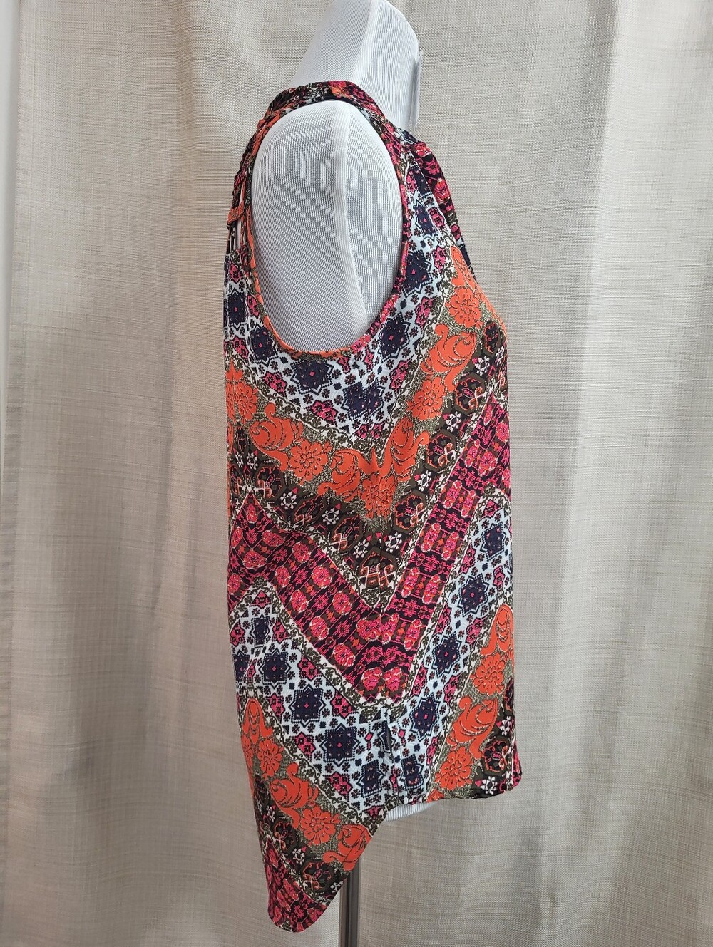 Takara Women's Multicolor Hi-Lo Sleeveless Blouse Tunic Boho Hippie Size Small - Picture 4 of 12